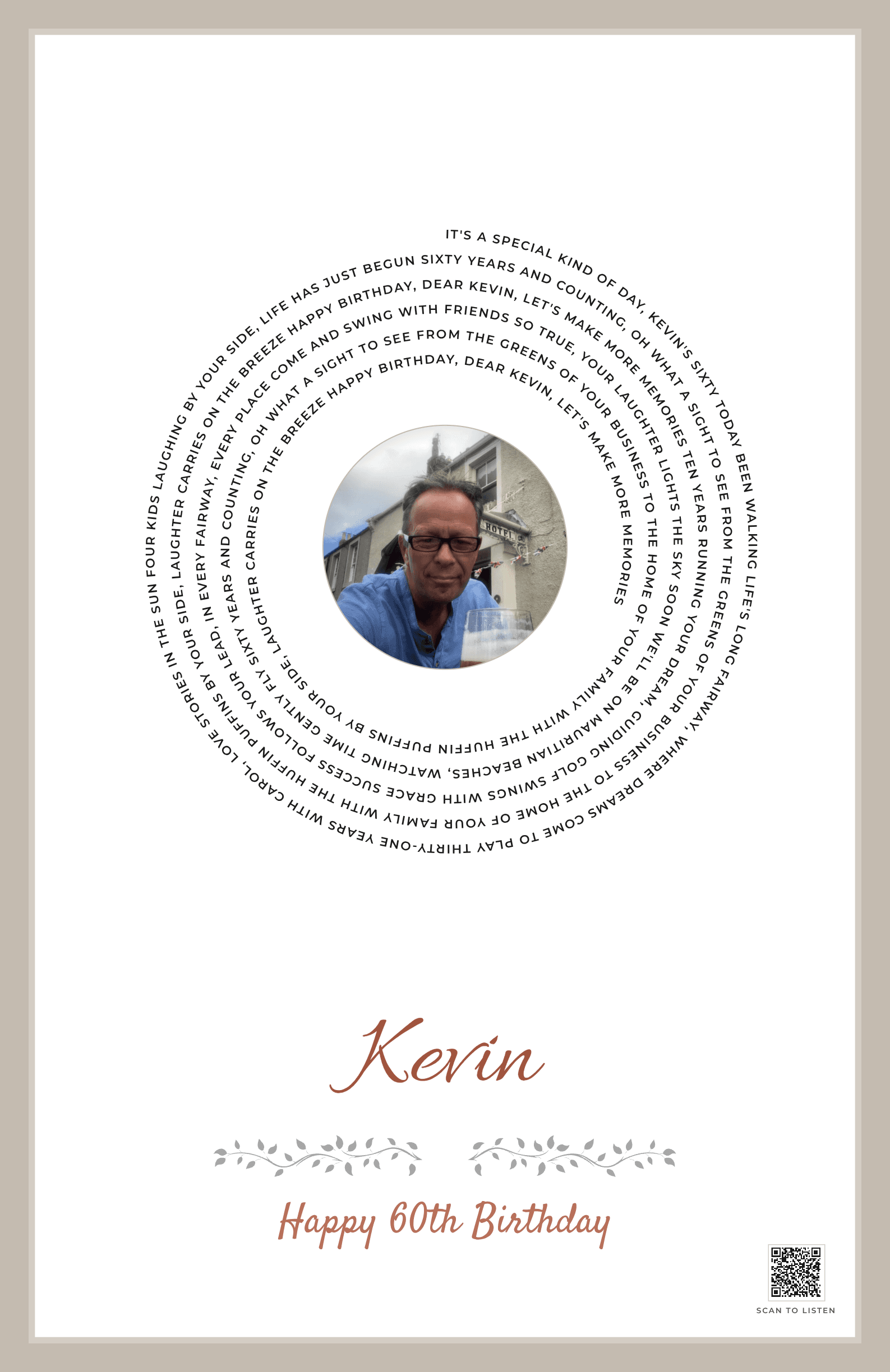 Sixty Years and Counting, Kevin